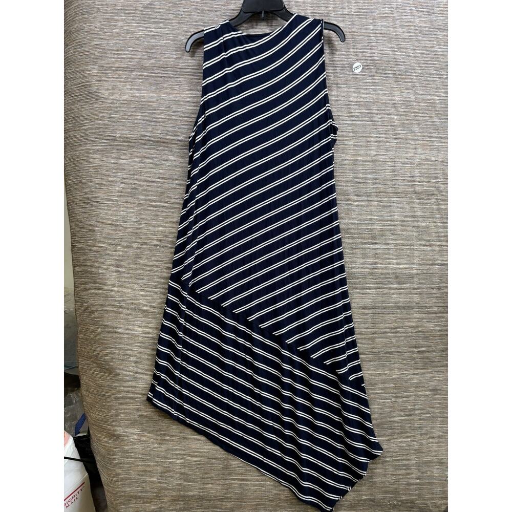 Chico's Nautical Sailing Dress Size 3 US XL Navy Striped Stretch Preppy Beachy - Picture 2 of 7